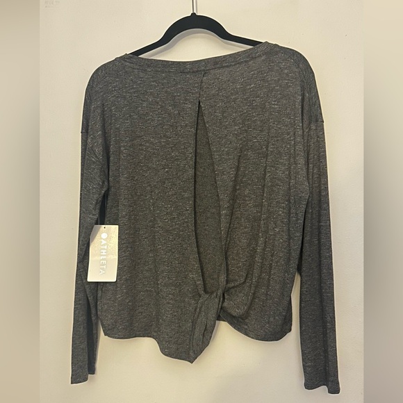 Athleta Heather Grey Twist Back Long Sleeve - Picture 3 of 4
